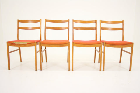 (D042) 4 Danish Modern Beech Wood Dining Chairs